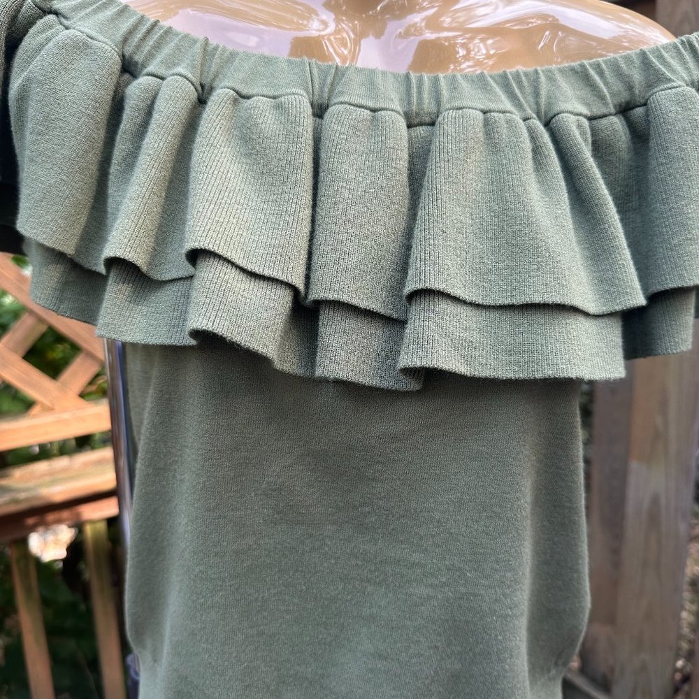 J Crew off the shoulder green top